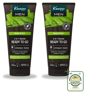 Obrázok produktu pre 2 x Gél na sprchu Kneipp 2 v 1, "Ready To Go" pre pokožku a vlasy, 200 ml - balenie s 2 kusmi