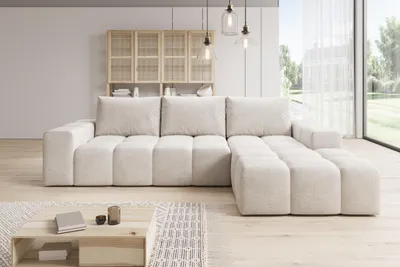 Produktbild von Moebelfest Sienna Ecksofa L-Form Couch Rechtsseitig Creme Webstoff
