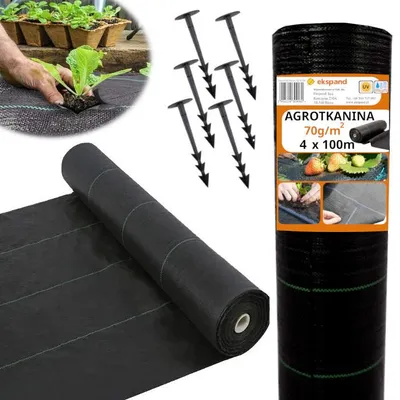 Obrázek produktu pro Netkaná textilie proti plevelu – zahradní textilie 4 x 100 m – textilie odolná UV záření – černá mulčovací textilie – ochranná textilie pro zahradu – textilie o gramáži 70 g/m²