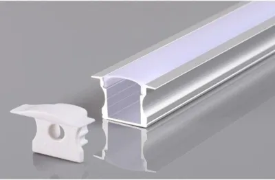 Produktbild von Aluminium-Einbauprofil 2m für LED-Streifen Abdeckung Opak Weiß