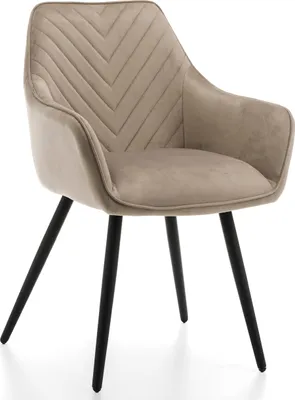 Produktbild von NEW HOME Stuhl VASTO gespolsterter Esszimmerstuhl Wohnzimmerstuhl mit Steppung - dunkelbeige - moderne Samt Velours Möbel