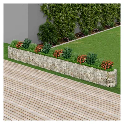 Produktbild von Gabionenbeet, Pflanztöpfe für Blumen und Pflanzen, Gartenarbeit, Urban-Garten, Terrasse, Anbautisch, verzinktes Eisen, 540 x 50 x 50 cm