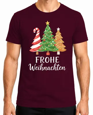 Produktbild von Frohe Weihnachten Weihnachtsbaum Zuckerstange Geschenk Tannenbaum Herren T-Shirt, Burgundy, L