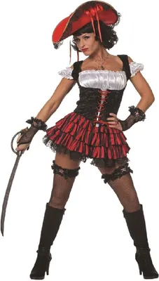 Produktbild von W4367-34 schwarz-rot Damen Piratin Seeräuber Braut Gr.34