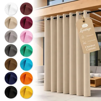 Produktbild von Lantigo Outdoor Vorhang Beige 155x230 cm Blickdicht Wasserdicht mit Ösen