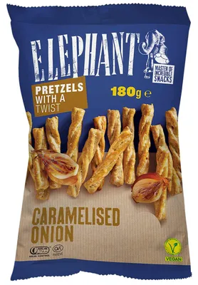 Produktbild von Elephant Twisted Pretzels Caramelised Onion 180g