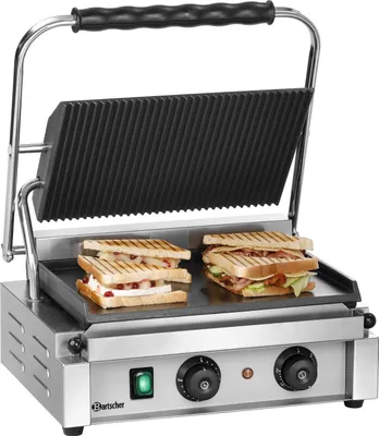 Obrázek produktu pro Bartscher Panini-T 1GR, Černá, Nerezová ocel, Nerezová ocel, Obdélníkový, Otočné, 360 x 285 mm, Litina