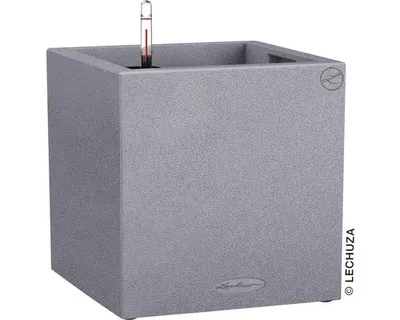 Obrázek produktu pro Lechuza Canto Stone plastový květináč 30x30x30 cm šedý včetně zavlažovacího systému pro zeminu