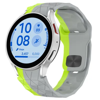 Produktbild von Für Samsung Galaxy Watch FE / 6 / 5 / 4 40mm Silikon Fußball Design Ersatz Arm Band Grau / Grün