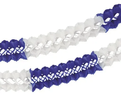 Image de Guirlande grand format, papier Ø 16 cm - 10 m bleu/blanc difficilement inflammable