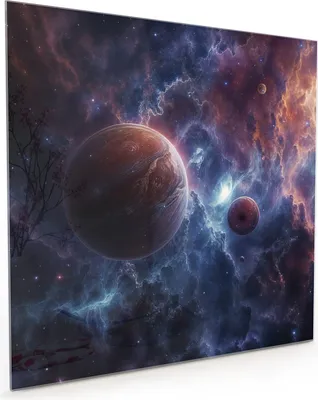 Produktbild von Küchenrückwand Spritzschutz Glas mit Motiv Galaktische Welten 40 x 40 cm