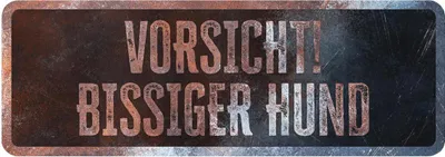 Produktbild von D&D Warnschild "Vorsicht bissiger Hund" rostig