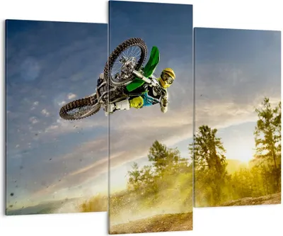 Produktbild von Bild auf Leinwand - Leinwandbild - Motorrad Extrem Spaß Wettbewerbe - 130x100cm - Wand Bild - Wanddeko - Leinwanddruck - Bilder - Kunstdruck - Leinwand bilder - Wandkunst - CB130x100-2854