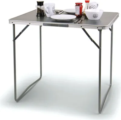 Produktbild von Camping Klapptisch Kompakt – Jesper Serie, 60 x 80 x 69 cm MDF Platte Dunkelgrau