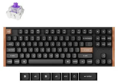 Obrázok produktu pre Keychron K8 HE, 80%, Káblový a bezdrôtový, USB + RF Wireless + Bluetooth, Magnetický spínač klávesu, RGB LED, Čierna, Hnedá