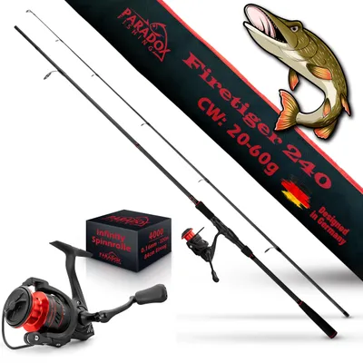 Produktbild von Paradox Fishing Firetiger Hecht Kombo Spinnrute 2,40m 20-60g Wg + 4000 Infinity Spinnrolle