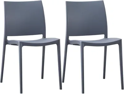 Produktbild von CLP 2er Set Gartenstühl Meton mit Lehne stapelbar wetterfest UV-beständig bis 150 kg grau