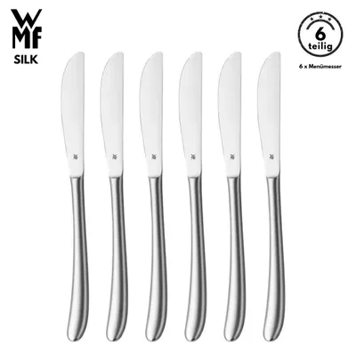 Produktbild von WMF Silk Menümesser , 6-teilig, Cromargan® Edelstahl, geschmiedete Klinge, spülmaschinenfest, Tafelmesser, Messerset, Messer, Besteck set