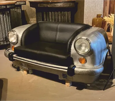 Produktbild von Casa Padrino Designer Autosofa Silber / Schwarz 158 cm - Wohnzimmer Auto Möbel