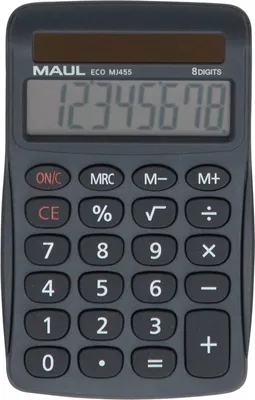 Zdjęcie produktu dla Kalkulator biurkowy MAUL ECO MJ 455 1-liniowy wyświetlacz LCD, 8 cyfr Solar 11,2 x 7,1 x 2 cm szary