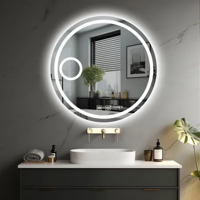 Zdjęcie produktu dla IREDA Lustro łazienkowe z oświetleniem LED, okrągłe, 70 cm
