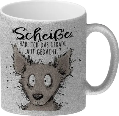 Produktbild von Wolf Glitzer-Kaffeebecher mit Spruch wirklich laut gedacht?