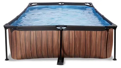 Produktbild von EXIT Wood Rahmenpool 300x200x65cm, Aufstellpool, mit Filterpumpe, Rechteckig, Braun