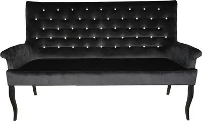 Image de Casa Padrino Banc / Canapé Chesterfield avec pierres scintillantes Bling Bling Noir L 180 cm, H 100 cm, P 67 cm - Banc de salle à manger - Edition limitée