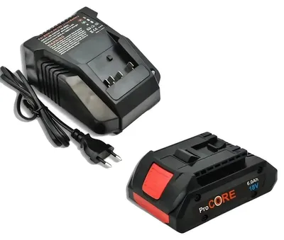 Obrázok produktu pre Li-iónová batéria, kapacita 6000 mAh, kompatibilná so systémami 18 V, 6,0 Ah, 1 kus. Nabíjačka 1 ks