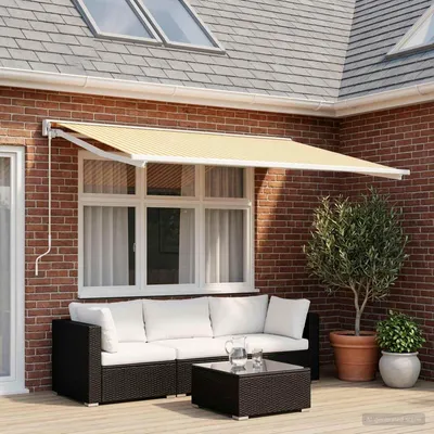 Obrázok produktu pre Náhradná látka na markízy vidaXL, žltá a biela, 400 x 300 cm, polyester