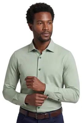 Produktbild von Olymp Hemd grün uni Slim Fit Baumwolle