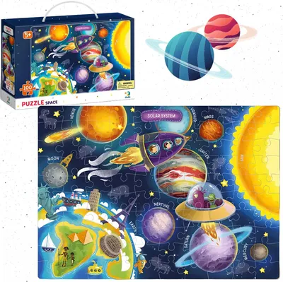Produktbild von Weltraumpuzzle - Buntes Megapuzzle für Kinder, 100 Teile, lehrreich und kreativitätsfördernd