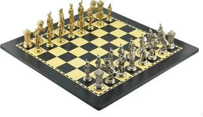 Obrázek produktu pro Šachová sada Italfama Napoleon 10 cm | Mosaz a nikl | Italská dřevěná deska 50 cm
