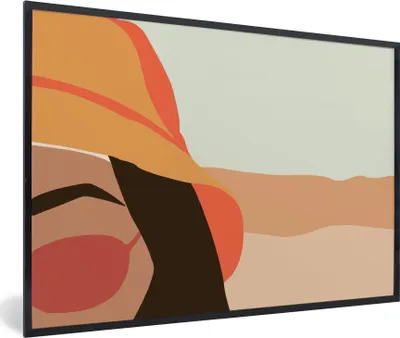 Produktbild von MuchoWow® MuchoWow® Gerahmtes Poster Frau - Sonnenbrille - Strand - Pastell 90x60 cm - Poster mit zchwarzem Bilderrahmen - Fotorahmen - Foto-Plakat