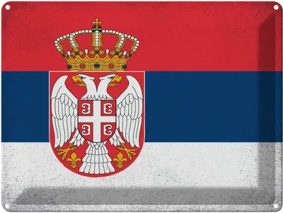 Produktbild von vianmo Blechschild 30x40 cm Serbien Serbia Flagge Fahne Wappen