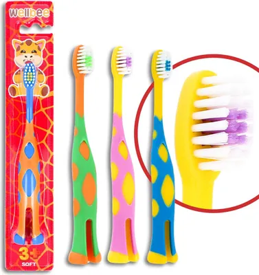 Produktbild von WELLBEE KIDS (3+) Weiche Zahnbürste (Blister) stehend - Farbmix 1 Stück.