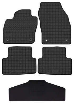 Productafbeelding van Rubberen automatten + tunnelmat voor Volkswagen T-Cross vanaf 2019 (crossover) – 5-delig, zwart, op maat – Wielganizator SolidTread