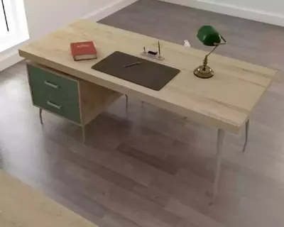 Obrázok produktu pre Dizajnový písací stôl, kancelárske nábytok, drevené stoly, značka Braun, luxusný štýl