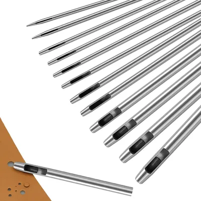 Produktbild von Locheisen Set 12 Stück Hohl 0.5mm-6mm Stahl für Leder, Gürtel, Leinwand