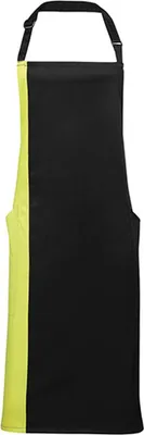 Produktbild von Premier Workwear PR162 | Contrast Bib Apron - 72 x 86 cm - Waschbar bis 60 °C - Farbe: Black/Lime (ca. Pantone 382) - Größe: 72 x 86 cm
