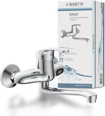 Zdjęcie produktu dla Bateria ścienna chrom 360° do zlewozmywaka dwukomorowego - Bateria ścienna kuchenna/zlewozmywakowa