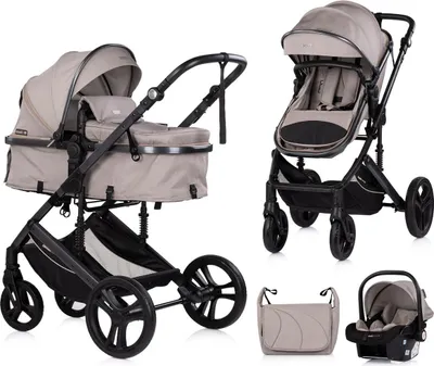 Obrázok produktu pre Chipolino kočík 3 v 1 Amore detská autosedačka adaptér prebaľovacia taška kryt na nohy hnedý