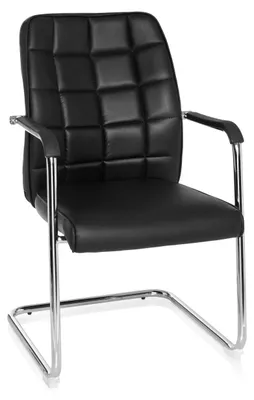 Produktbild von hjh OFFICE Freischwinger mit Armlehnen FLEXO V Kunstleder Stuhl für Büro Zuhause, Besucherstuhl Schwingstuhl bis 110 kg belastbar