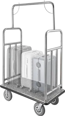 Immagine prodotto di Carrello portabagagli per hotel 1200 LBS Finitura in acciaio inossidabile spazzolato Carrello per facchini