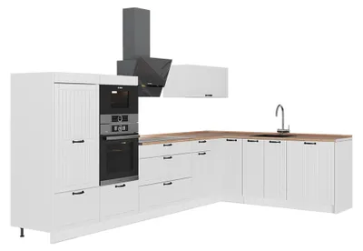 Image de Cuisine en angle Vicco Fame-Line Blanc campagne/Blanc 347x60cm, PT Chêne, Model 63650
