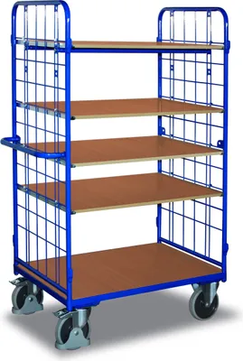 Produktbild von Etagenwagen - 2 Wände - 5 Etagen - (BxT) 700 x 1.000 mm - Traglast 500 kg