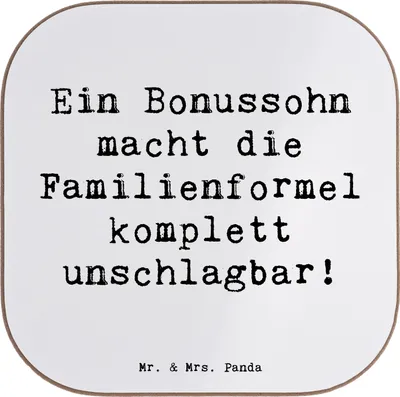 Produktbild von Mr. & Mrs. Panda Personalisierter Bierdeckel Unschlagbarer Bonussohn - Weiß - Geschenk, Personalisiert, Stiefsohn, PErsonalisierte, Familienmitglied, Erinnerungen, Liebe