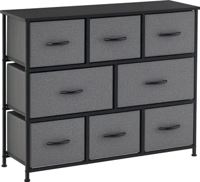 Immagine prodotto di Comodino HOMCOM con 8 cassetti rivestiti in tessuto, mobile contenitore con struttura in metallo