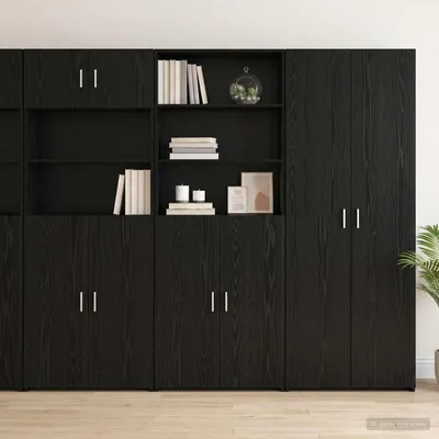 Image de vidaXL Meuble haut en bois imitation chêne noir, 70 x 42,5 x 185 cm