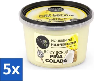 Obrázek produktu pro Organic Shop - Ananasový a kokosový tělový peeling - osvěžující a vyživující - 250 ml - hodnotné balení - 5 kusů